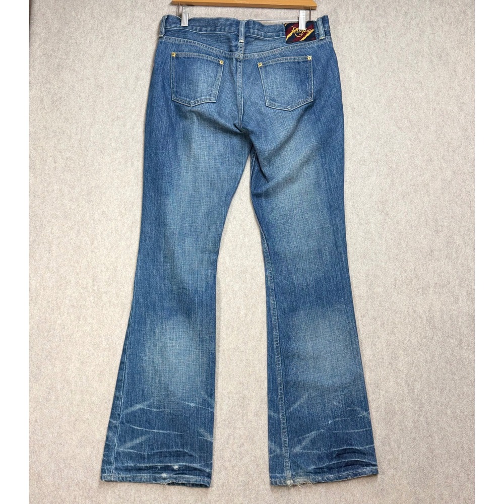 Rugby Ralph Lauren Womens Bootcut Jeans Medium Wash Blue Distressed Size 29 Y2K - Picture 6 of 11